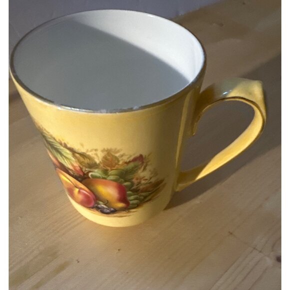 Aynsley Orchard Gold Fine Bone China Coffee Tea Mugs Yellow Fruit Motif Set Of 2 - Picture 10 of 10